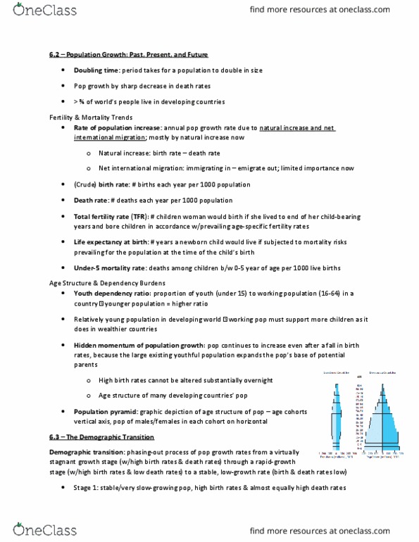 ECON 313 Chapter Notes - Chapter 6: Per Capita Income, Total Fertility Rate, Infant Mortality thumbnail