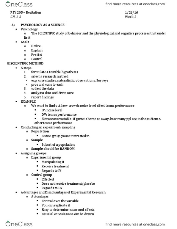 PSY 205 Lecture Notes - Lecture 2: Dependent And Independent Variables, Psy, Otto Loewi thumbnail