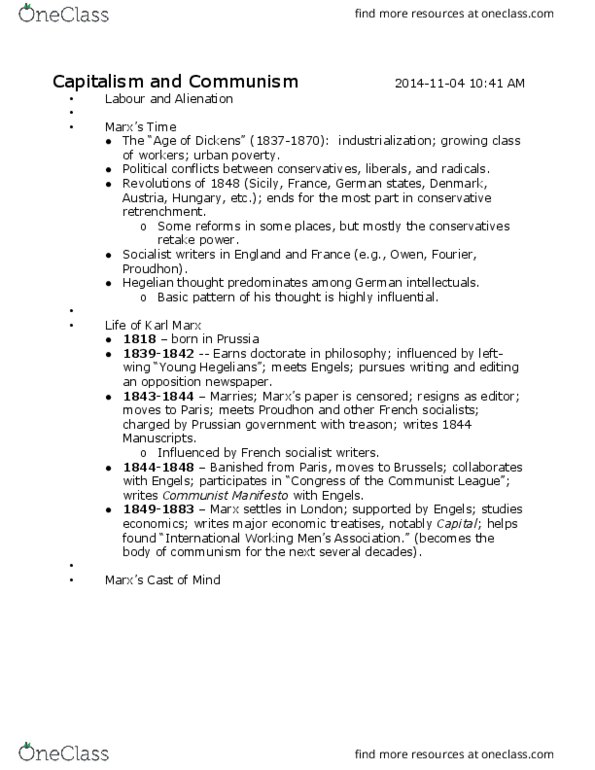 PHL267H5 Lecture Notes - Lecture 15: Economic And Philosophic Manuscripts Of 1844, Wage Labour, Pierre-Joseph Proudhon thumbnail