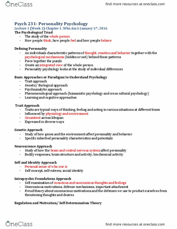 PSYC 231 Chapter Notes - Chapter 1-3: Gene-Environment Correlation, Trait Theory, Institutional Review Board thumbnail