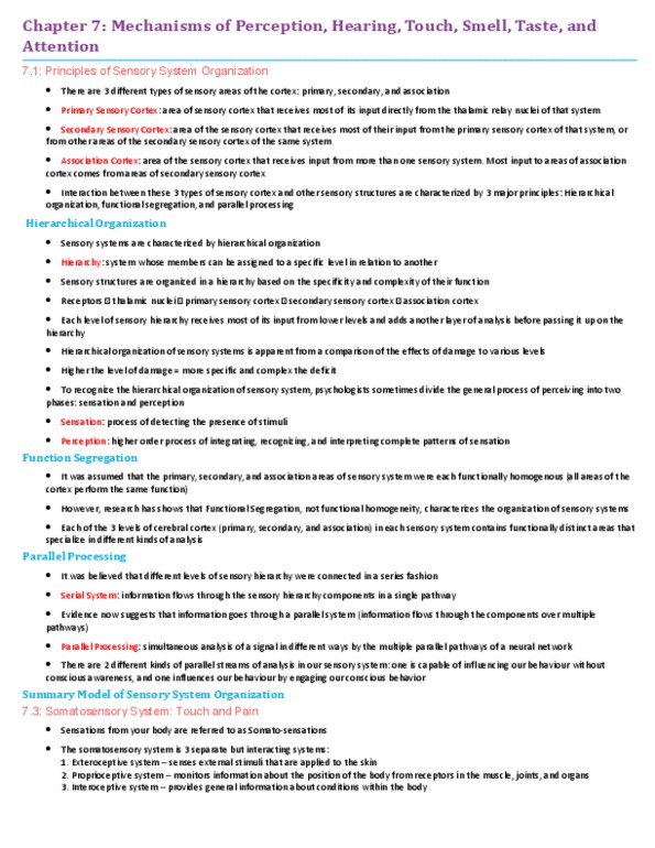 PSY290H5 Chapter Notes - Chapter 7: Secondary Somatosensory Cortex, Medial Lemniscus, List Of Thalamic Nuclei thumbnail