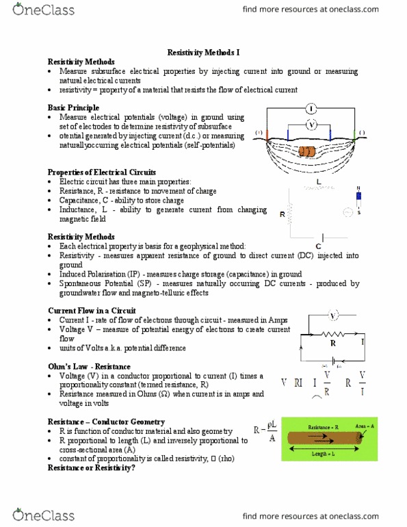 ERSC 3V93 Lecture Notes - Lecture 36: Inductance, Magnetotellurics, Electrical Network thumbnail