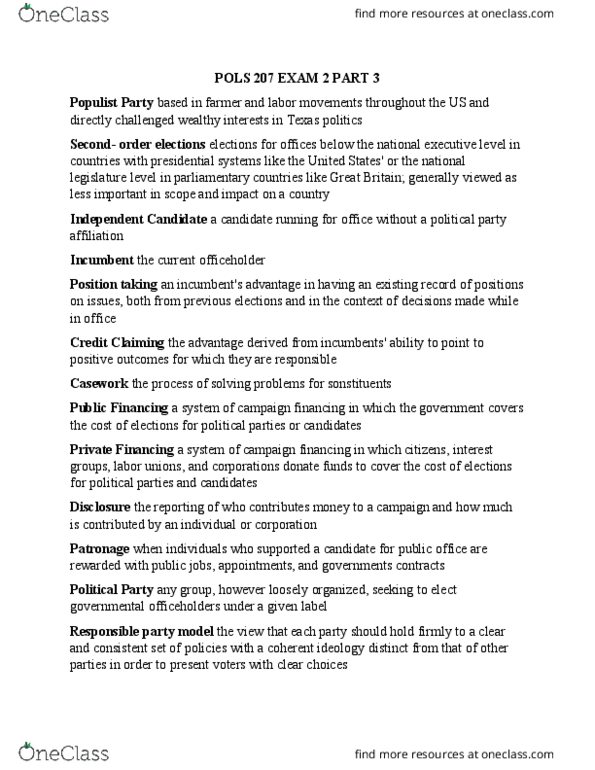 POLS 207 Lecture Notes - Lecture 5: Political Action Committee, Dark Money, Grassroots Lobbying thumbnail
