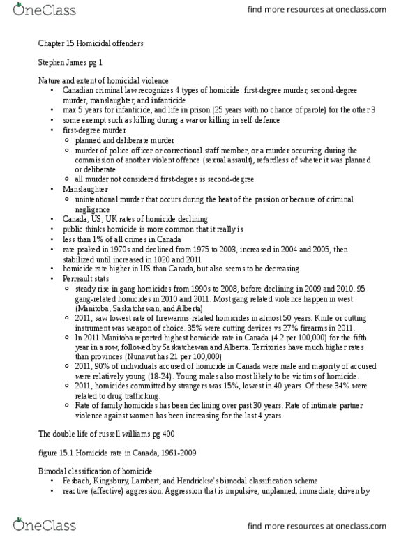 PSYC 2400 Chapter Notes - Chapter 15: Postpartum Psychosis, Postpartum Depression, Familicide thumbnail