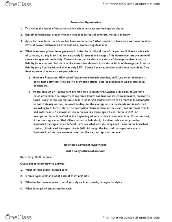 GNG 4170 Lecture Notes - Lecture 1: Fundamental Breach, Syncrude, Liquidated Damages thumbnail