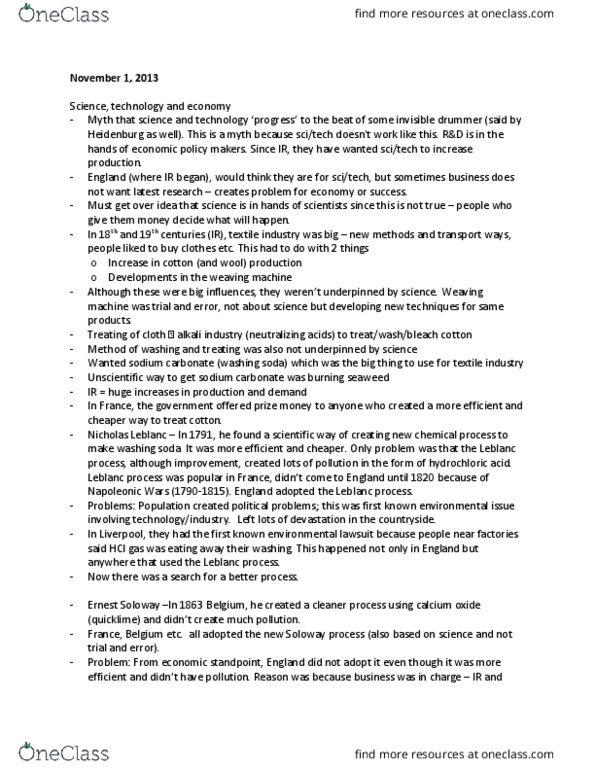 PHI 2394 Lecture Notes - Lecture 12: Leblanc Process, Sodium Carbonate, Calcium Oxide thumbnail