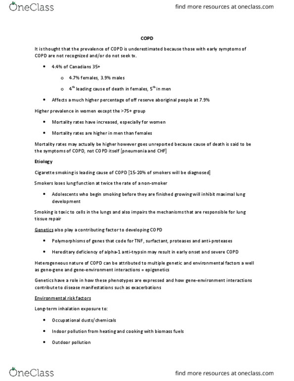 NURSING 2LA2 Lecture Notes - Lecture 1: Thymic Stromal Lymphopoietin, Obstructive Lung Disease, Proinflammatory Cytokine thumbnail