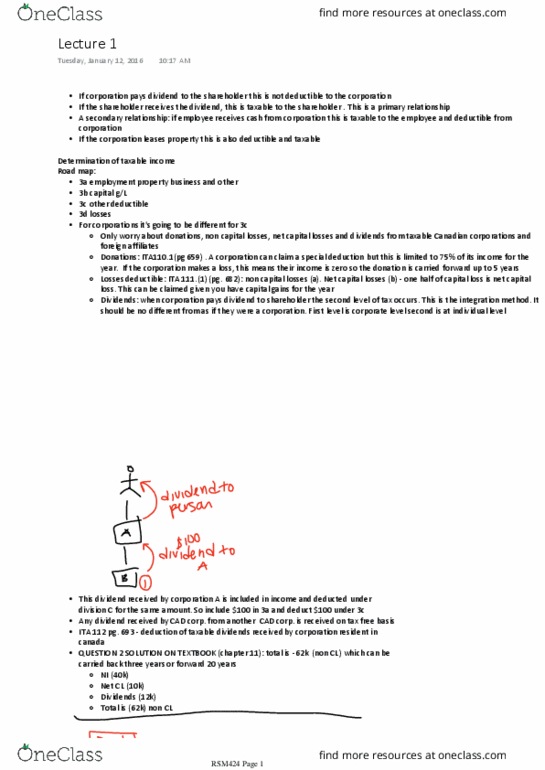 RSM424H1 Lecture Notes - Lecture 12: Dividend Tax, Foreign Tax Credit, Income Tax thumbnail