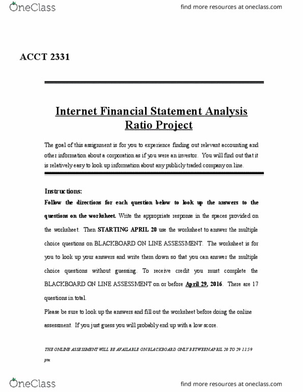 ACCT 2331 Lecture Notes - Lecture 17: Financial Statement, Google Finance, Income Statement thumbnail