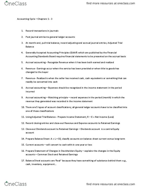 ACCT 2331 Chapter Notes - Chapter 1-3: Financial Accounting Standards Board, Accrual, General Ledger thumbnail