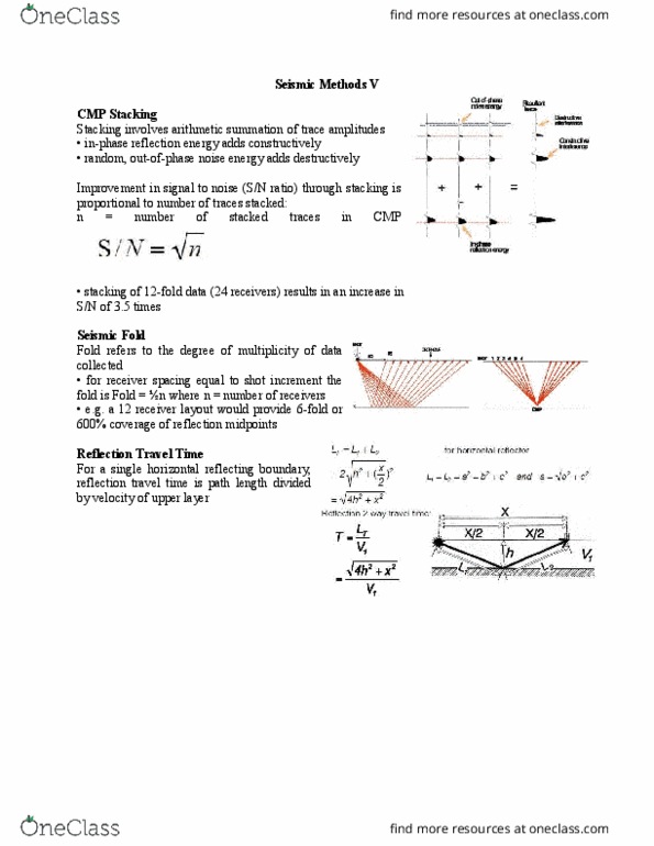 ERSC 3V93 Lecture Notes - Lecture 48: Seismology, Hyperbola, Acoustic Impedance thumbnail