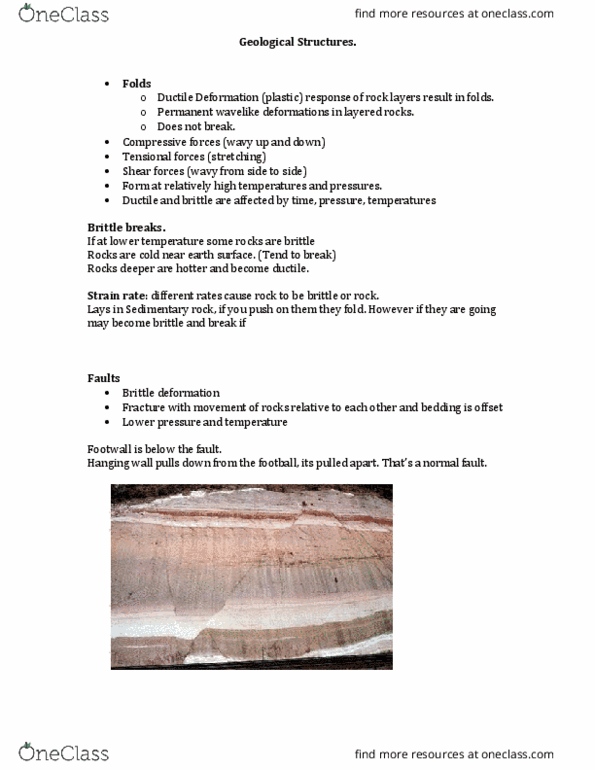 EARTHSC 1G03 Lecture Notes - Lecture 16: Thrust Fault, Sedimentary Rock, Fossil thumbnail