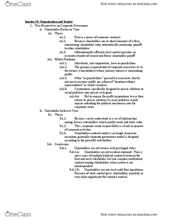 MGMT1021 Lecture Notes - Lecture 24: Corporate Social Responsibility thumbnail