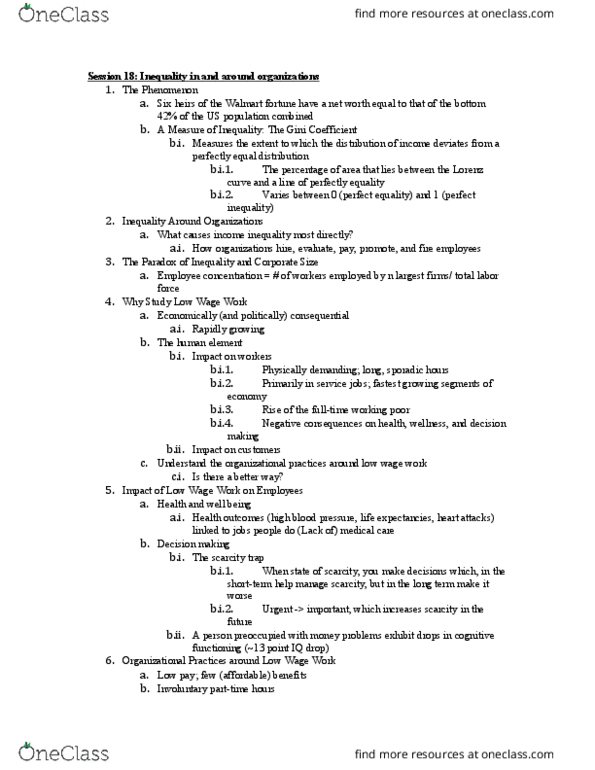 MGMT1021 Lecture Notes - Lecture 18: Gini Coefficient, Lorenz Curve, Working Poor thumbnail