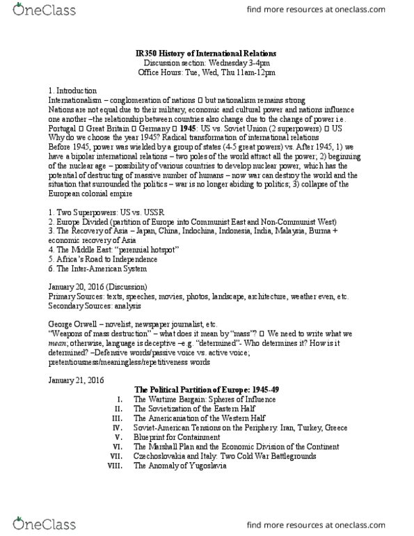 CAS IR 350 Lecture 14: IR 350 Notes thumbnail