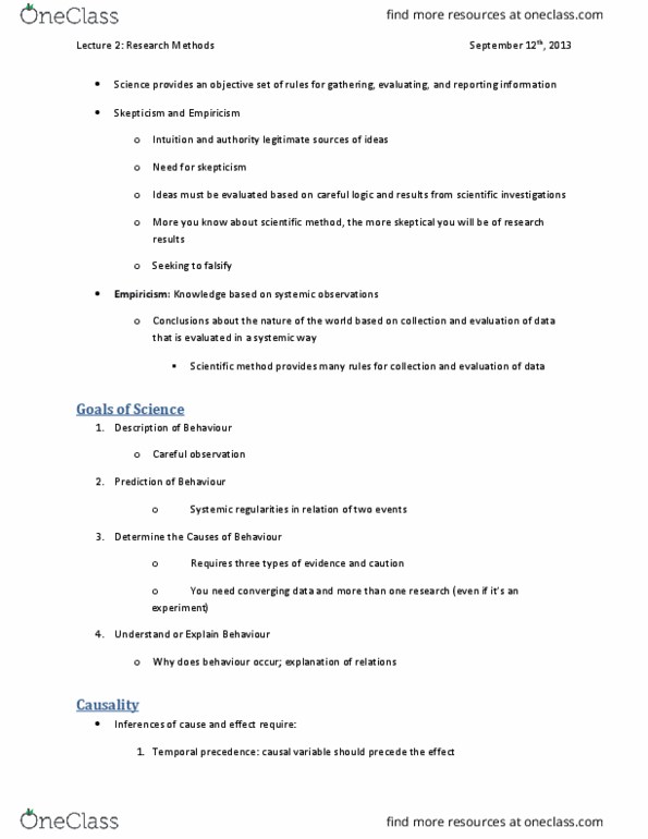 PSYB01H3 Lecture Notes - Lecture 2: Scientific Progress, Scientific Method, Empiricism thumbnail