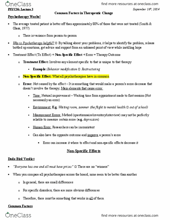 PSYC36H3 Lecture Notes - Lecture 3: Focusing, Behavior Modification, Trait Theory thumbnail