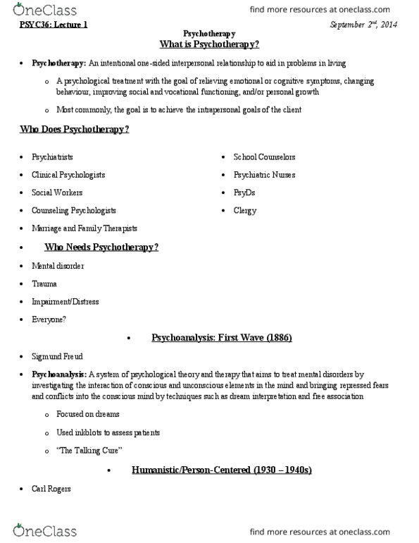PSYC36H3 Lecture Notes - Lecture 1: Guided Imagery, Projective Test, Empiricism thumbnail