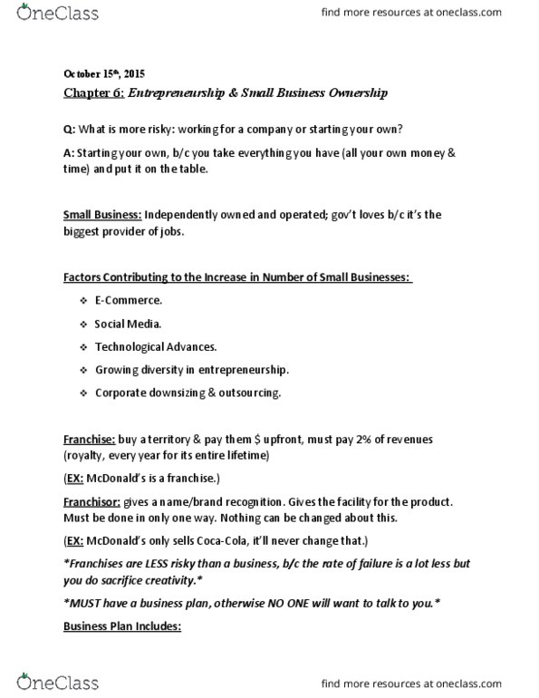 BUS 150 Chapter Notes - Chapter 6: Cash Flow, E-Commerce, Initial Public Offering thumbnail