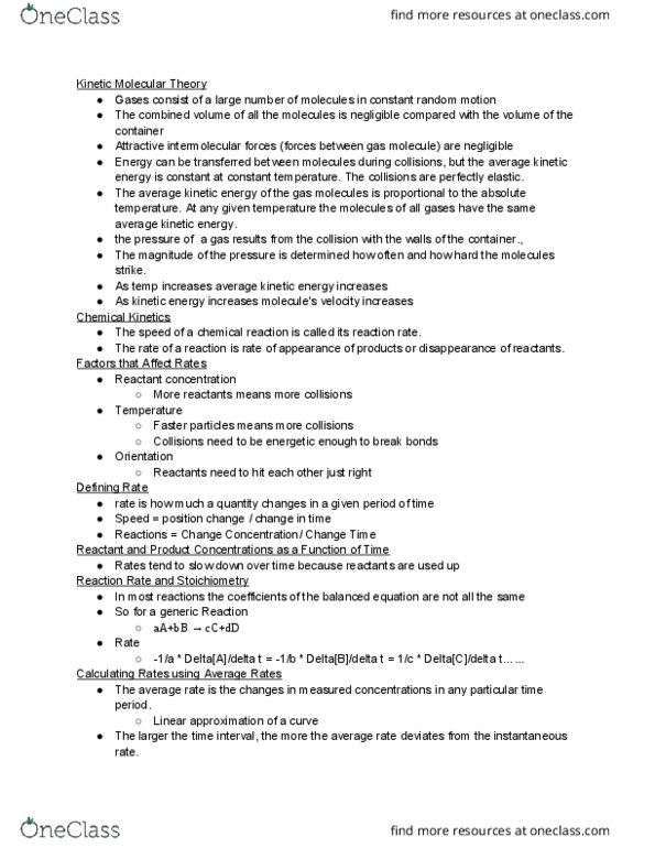 CHM 1046 Lecture Notes - Lecture 4: Kinetic Theory Of Gases, Intermolecular Force, Reagent thumbnail