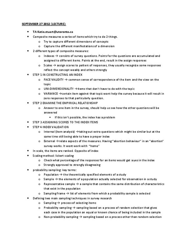 SOCB05H3 Lecture Notes - Bogardus Social Distance Scale, Cluster Sampling, Thurstone Scale thumbnail