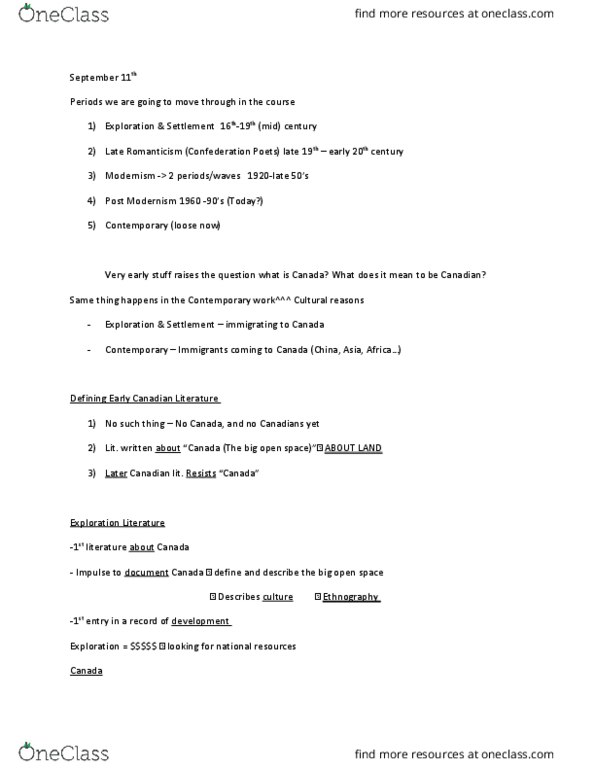 ENG 253 Lecture Notes - Lecture 2: Confederation Poets, Postmodern Architecture, Eurocentrism thumbnail