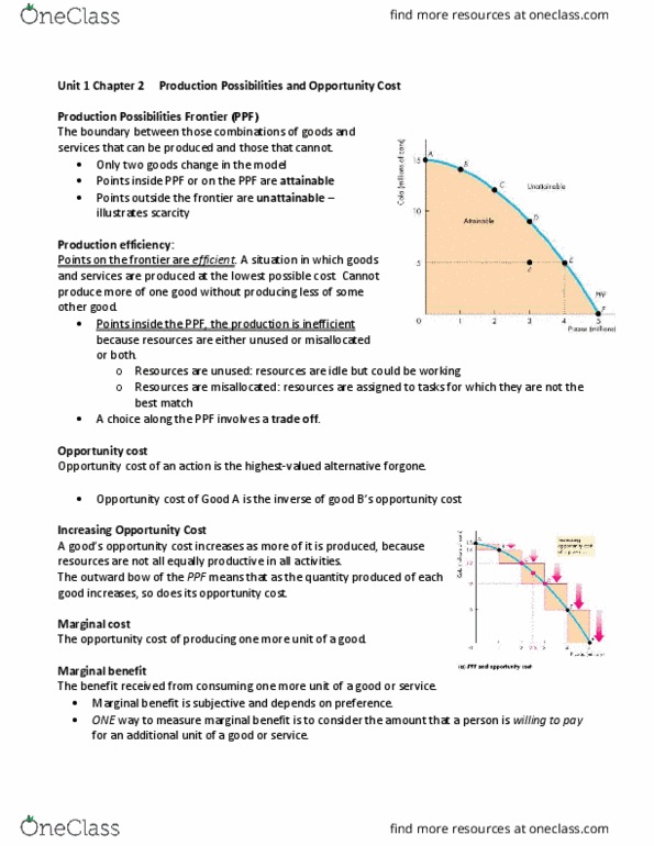 Economics 1021A/B Lecture Notes - Lecture 2: Marginal Utility, Marginal Cost, Opportunity Cost thumbnail