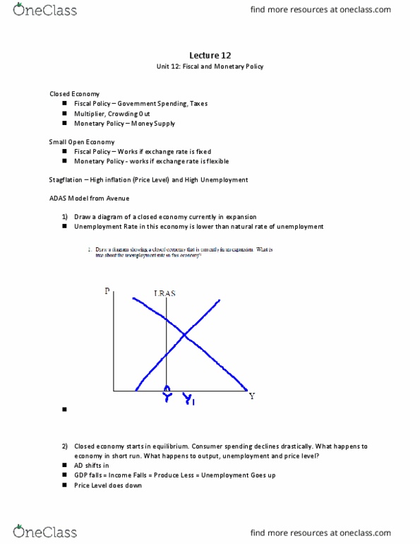 ECON 1BB3 Lecture Notes - Lecture 12: Autarky, Stagflation, Money Supply thumbnail