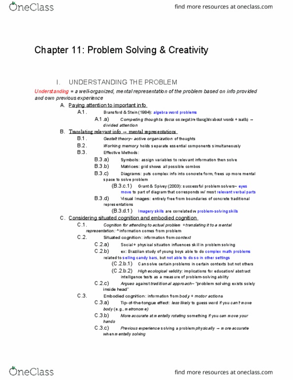 PSYC 341 Chapter Notes - Chapter 11: Situated Cognition, General Problem Solver, Embodied Cognition thumbnail