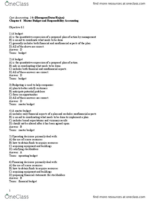 33:010:272 Lecture Notes - Lecture 1: Direct Labor Cost, Cash Flow Statement, Budget thumbnail