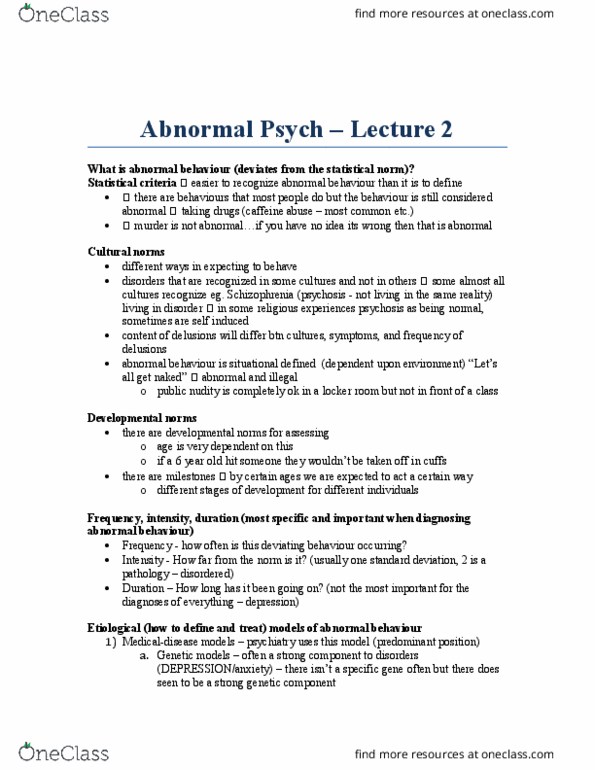 PSY240H1 Lecture Notes - Lecture 2: Beck Depression Inventory, Thomas Szasz, Standard Deviation thumbnail