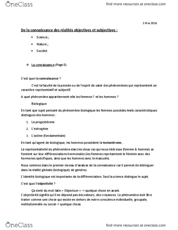 SOC 1501 Lecture Notes - Lecture 2: La Nature, Le Sommeil, Arien thumbnail