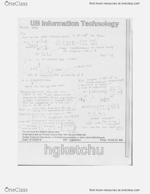 MTH 309 Lecture Notes - Lecture 23: Diagonalizable Matrix, Dot Product thumbnail