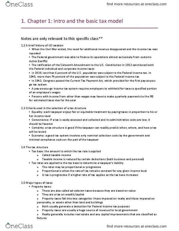 MGMT 127A Chapter Notes - Chapter 1: Ad Valorem Tax, Sales Tax, Intangible Property thumbnail