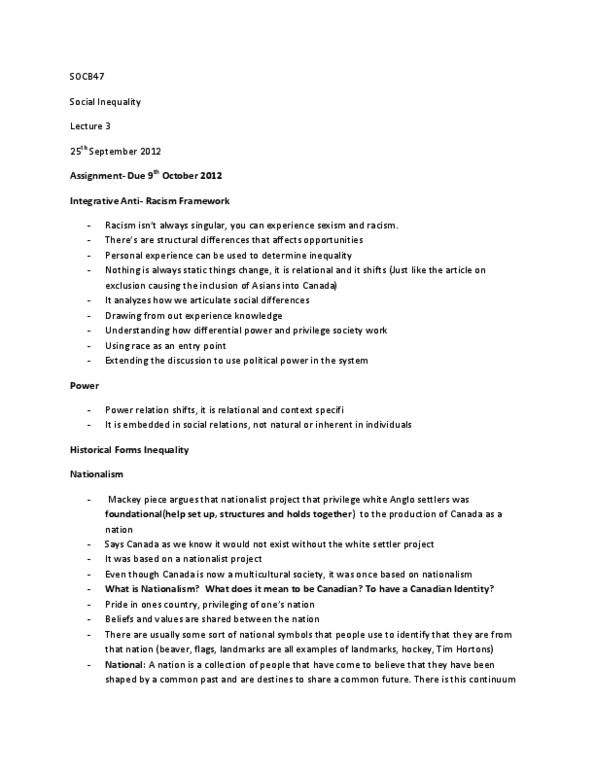 SOCB47H3 Lecture Notes - Monarchy Of The United Kingdom, Eurocentrism, First Nations thumbnail