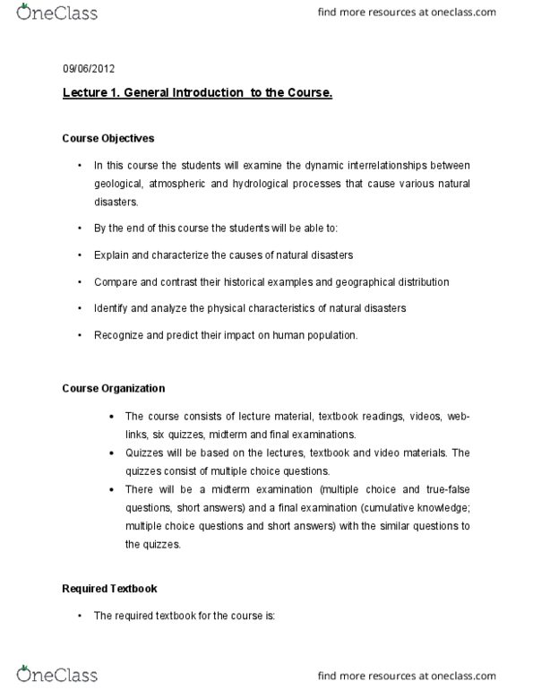 EARTHSC 2GG3 Lecture Notes - Lecture 1: Cengage Learning, International Standard Book Number thumbnail