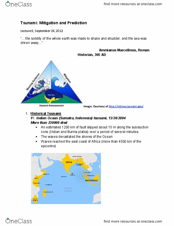 EARTHSC 2GG3 Lecture Notes - Lecture 8: Ammianus Marcellinus, Subduction, Epicenter thumbnail