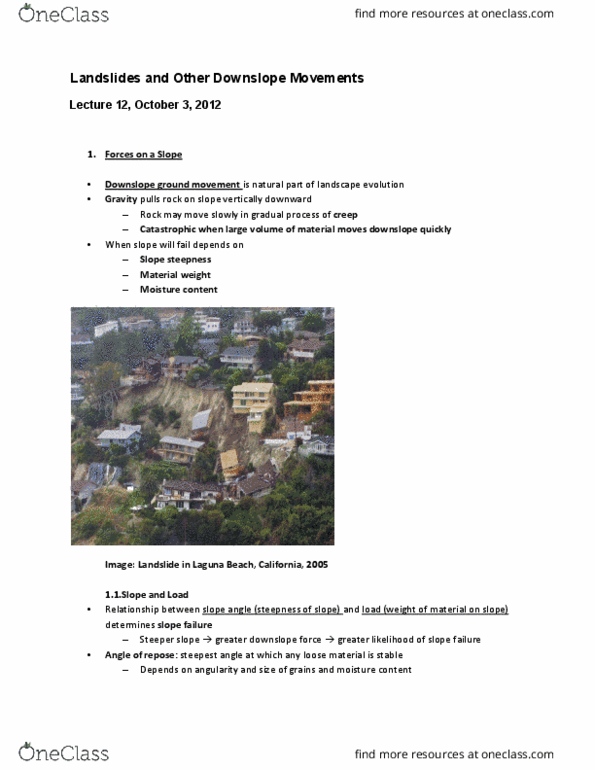 EARTHSC 2GG3 Lecture Notes - Lecture 12: Laguna Beach, California, Pore Water Pressure, Water Content thumbnail