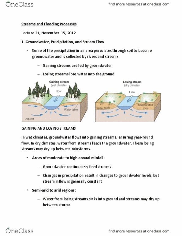 EARTHSC 2GG3 Lecture Notes - Lecture 31: Flash Flood, Surface Runoff, Hydrograph thumbnail