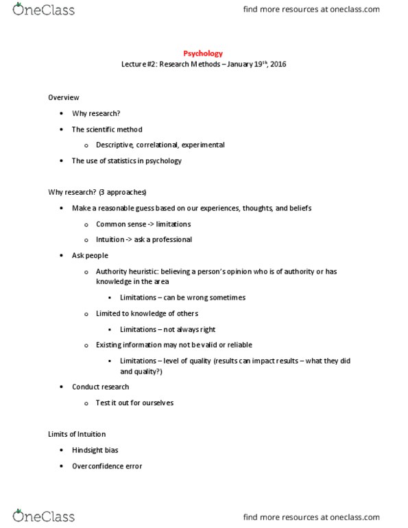 PSYC 2060U Lecture Notes - Lecture 2: Phineas Gage, Frontal Lobe, Scientific Method thumbnail