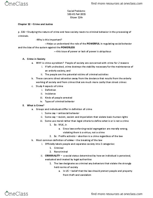 SOC 102 Lecture 9: Chapter 12 social problems thumbnail