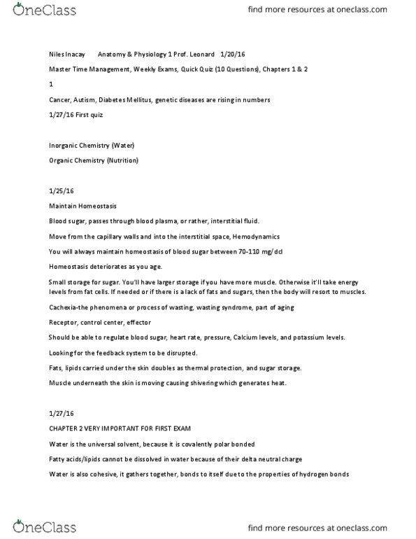 BIO 112 Lecture Notes - Lecture 24: Bone Marrow, Blood Sugar, Blood Plasma thumbnail