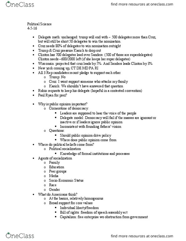 BIOL 206 Lecture Notes - Lecture 14: Superdelegate, Sampling Bias, Confidence Interval thumbnail