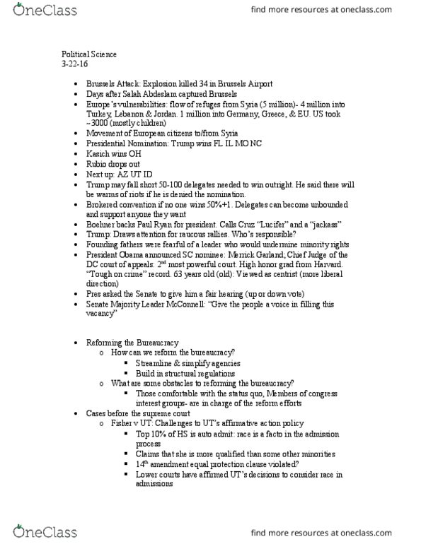 BIOL 206 Lecture Notes - Lecture 12: Merrick Garland, Brokered Convention, John Boehner thumbnail