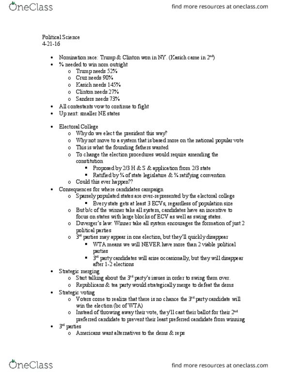 BIOL 206 Lecture Notes - Lecture 19: Tactical Voting, Defensively Equipped Merchant Ship, Party System thumbnail