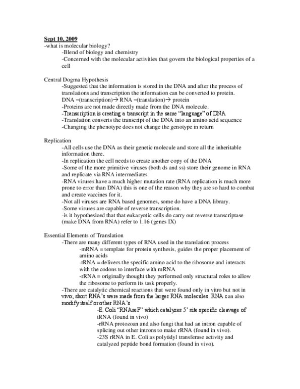 BIOL 3110 Lecture Notes - Ribosomal Rna, Transferase, Bacteria thumbnail