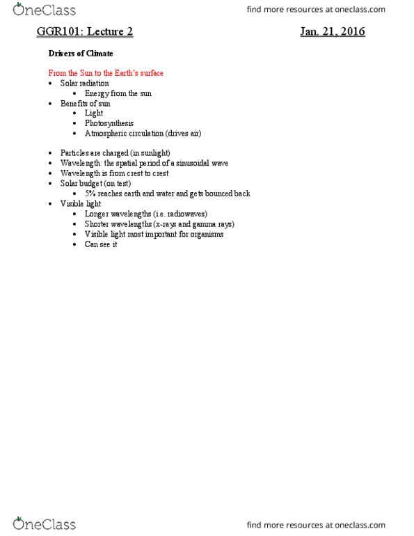 GGR100H1 Lecture Notes - Lecture 2: Ozone Layer, Polar Easterlies, Atmospheric Circulation thumbnail