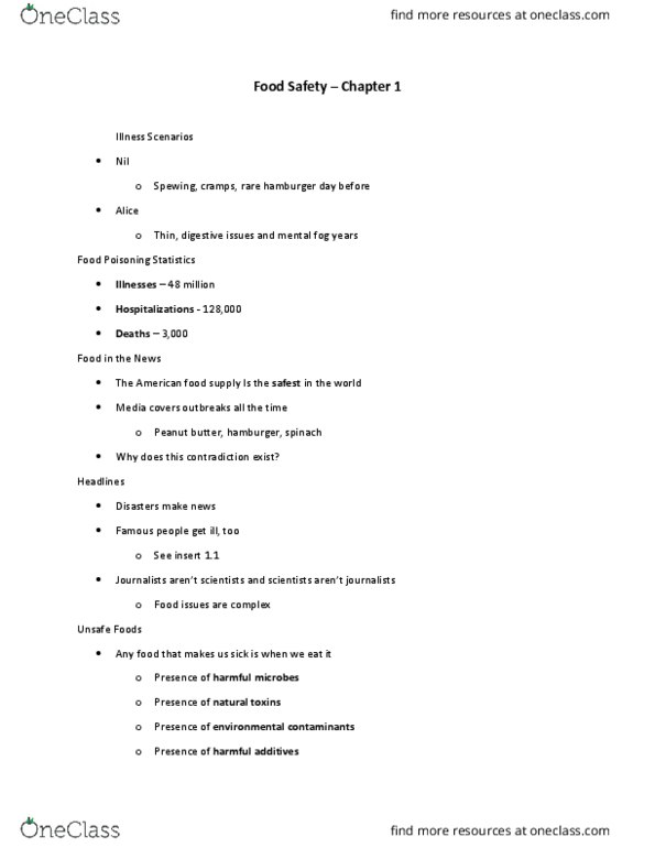 F_S 1030 Lecture Notes - Lecture 1: Peanut Butter, Foodborne Illness, Campylobacter thumbnail