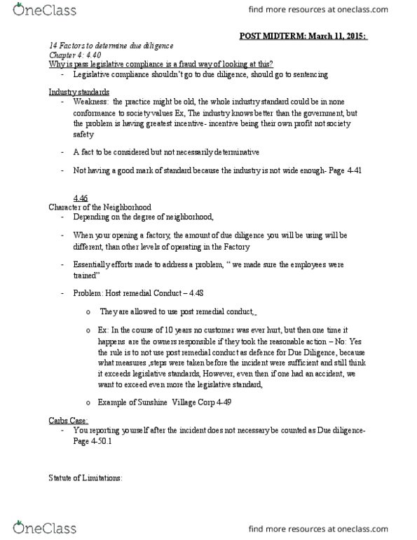 LAW 534 Lecture Notes - Lecture 4: Due Diligence, Iphone 6, Sunshine Village thumbnail