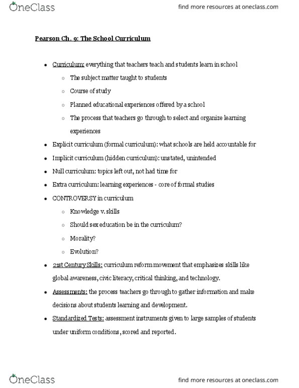 EDT 190 Chapter Notes - Chapter 9: Hidden Curriculum thumbnail